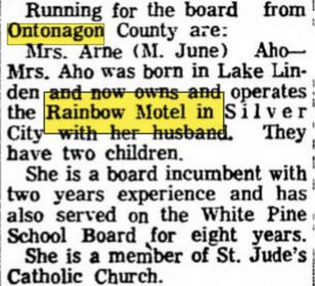 Rainbow Lodging (Rainbow Motel & Cabins) - June 1971 Owner Runs For Board